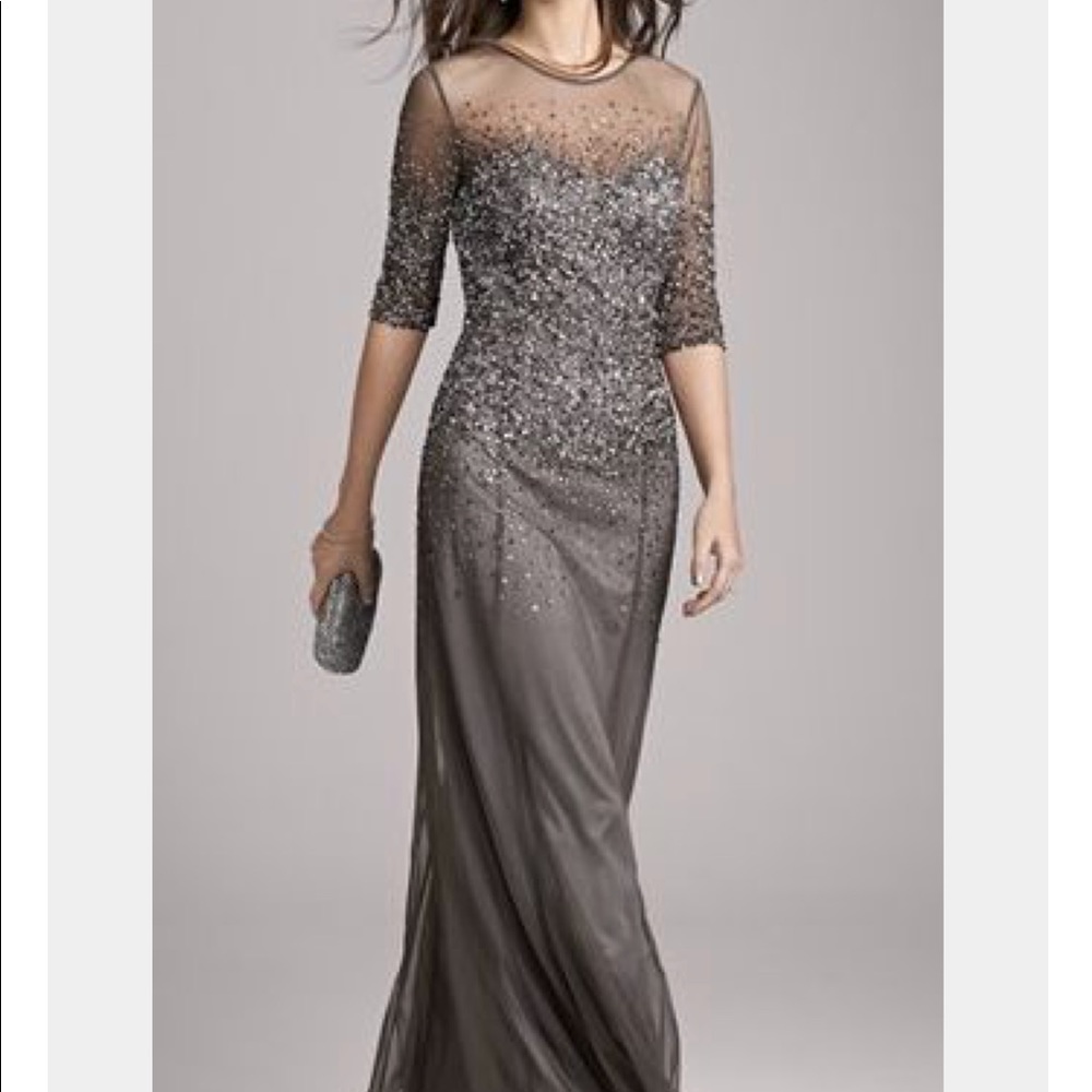 Adrianna Papell silver sequin formal dress.